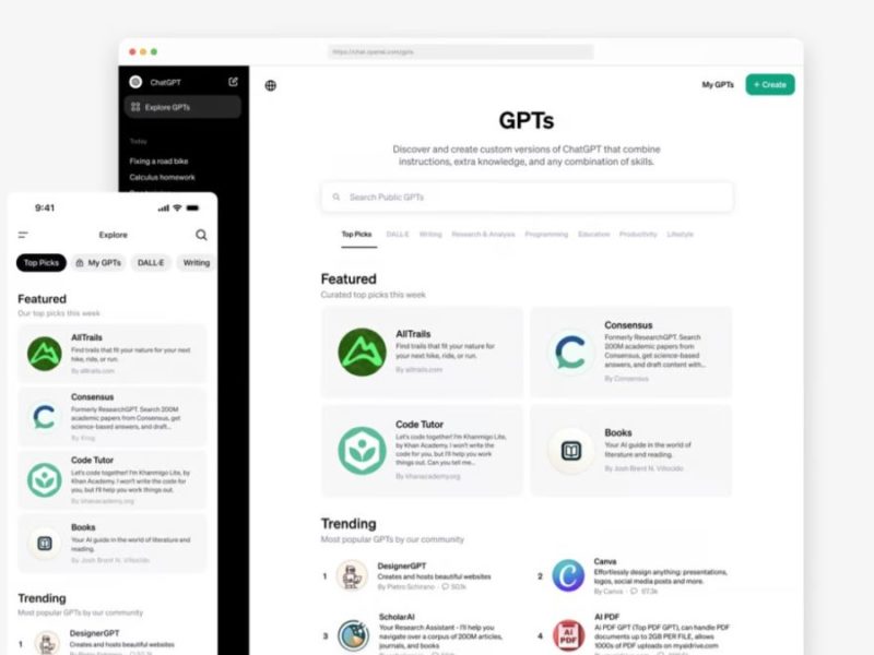 Платформа GPT Store от OpenAI представлена с пользовательскими версиями ChatGPT
